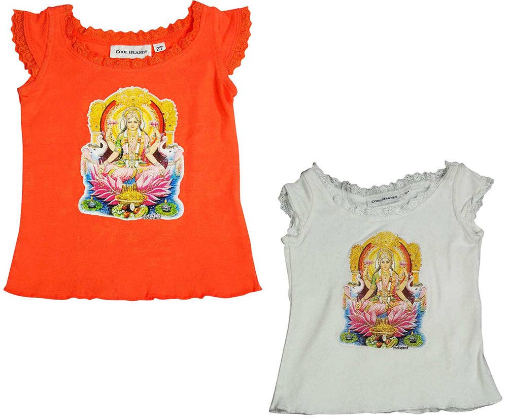 Eastern Off Price - Wholesale Screen Printed T-Shirt - Kids - Cool Island Girls Cotton Short Cap Sleeve T-shirt Hindu Godd4