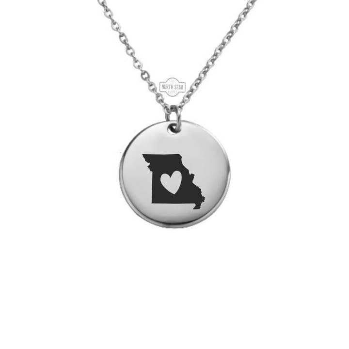Missouri State Outline Charm Necklace - Personalized Gift for wholesale by North Star Rustics Too