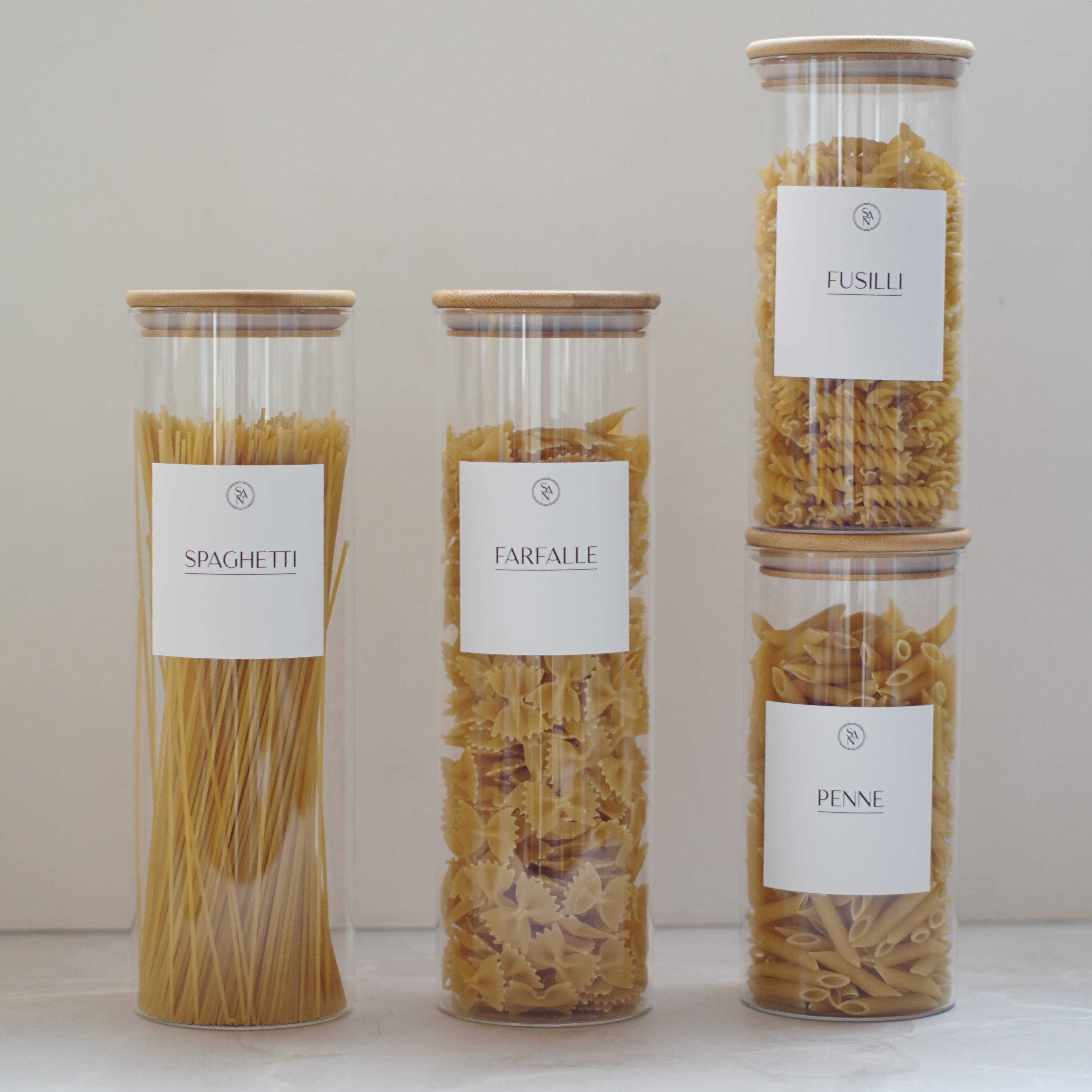 So At Nature - Wholesale Food Storage Container - Pasta Pantry Set - 4 Airtight Jars with Waterproof Labels9