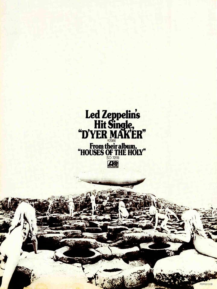 Led Zeppelin "D'yer Mak'er" advertisement Poster Art Print 30x40m for wholesale by On The Wall Art Ltd