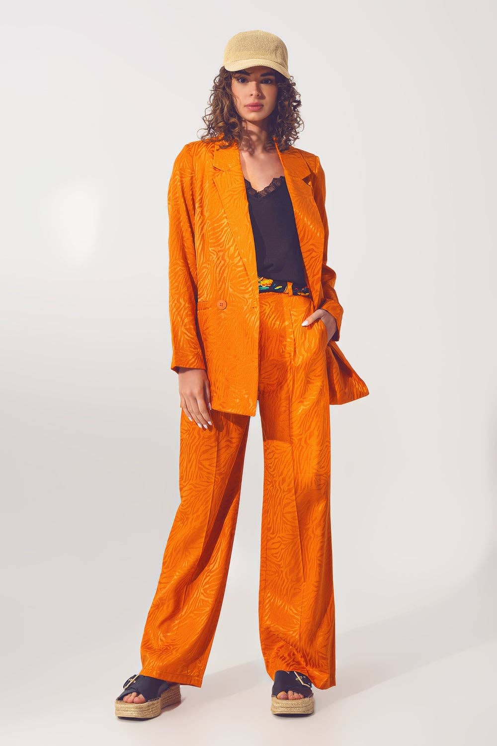Oversized Zebra Print Blazer in Orange for wholesale on Faire2