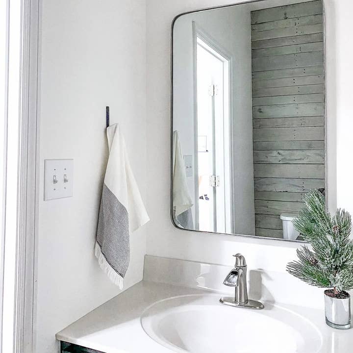 Frame My Mirror, LLC - Wholesale Wall Mirror - Highland Nickel Rounded Corner Framed Mirror