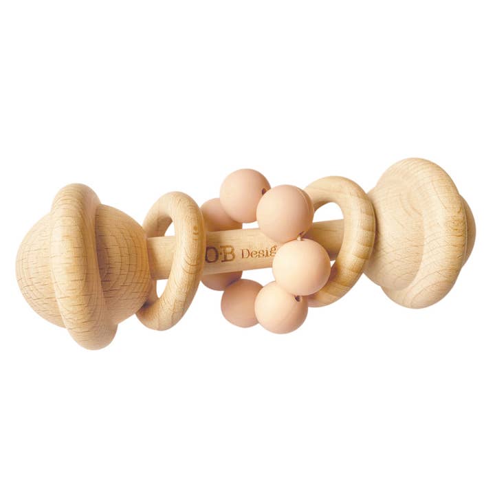 Peach Wooden Rattle Toy for wholesale by OB Designs