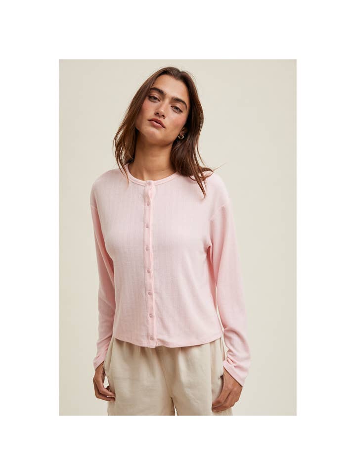 Wishlist Apparel - Wholesale Knit Top - Women's - POINTELLE BUTTON-UP CARDIGAN TOP / WL25-10450