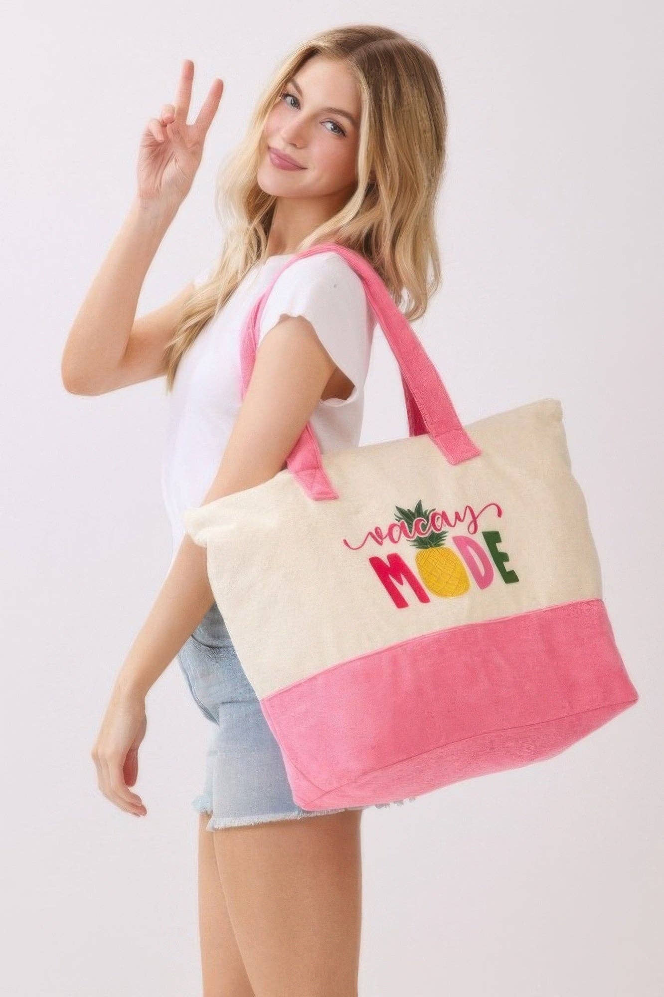 CC Wholesale Clothing - Wholesale Tote Bag - Women's - Vacay Mode Terry Tote1