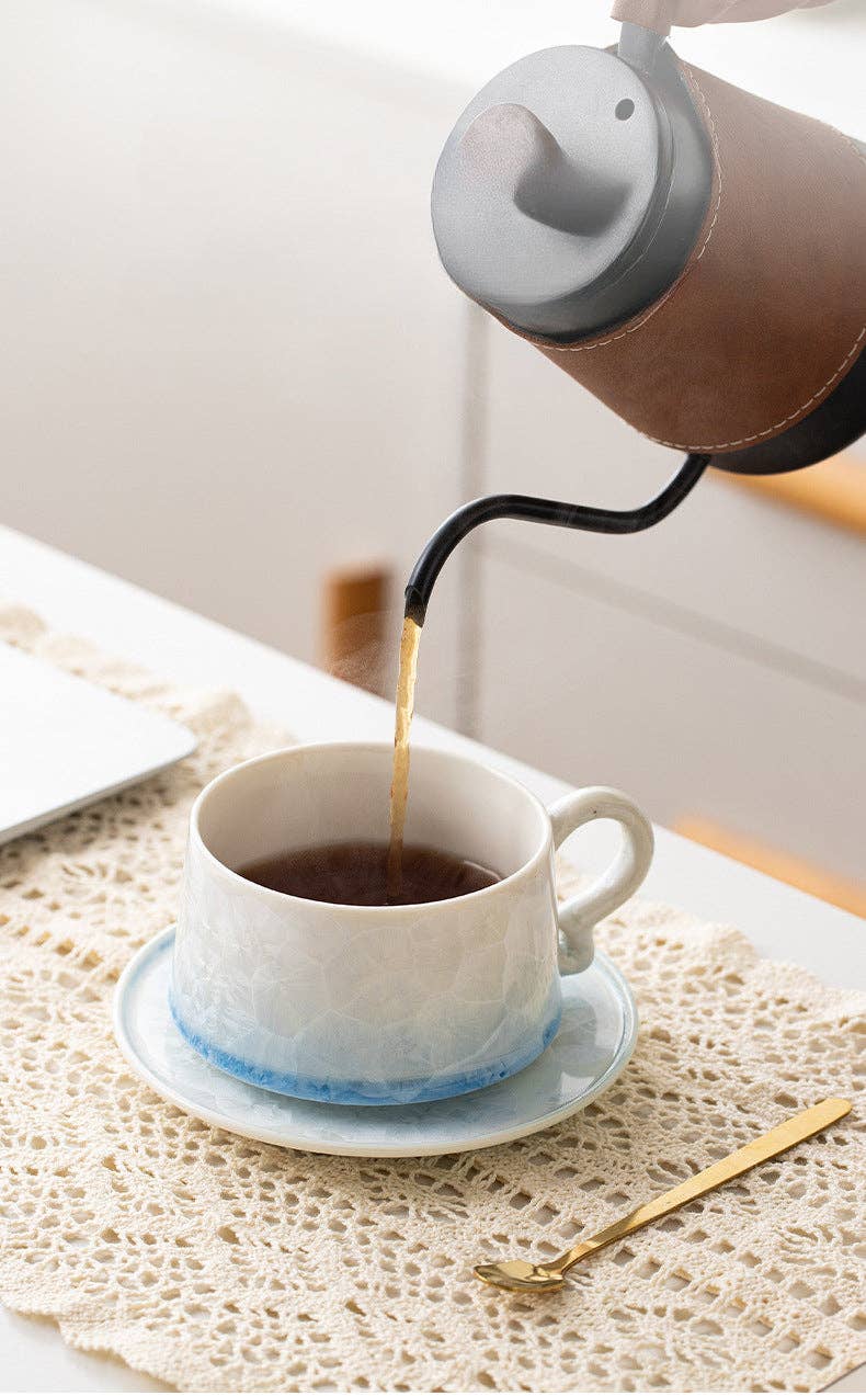 Gohobi （We cover U.S. import duties） – Großhandel Tee-/Kaffeetasse – Gohobi Kristallglasierte Kaffeetasse mit Untertasse 01316