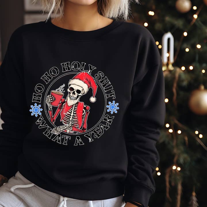 Christmas Crewneck Sweatshirt - Ho Ho Holy Shit for wholesale by Days with Gray