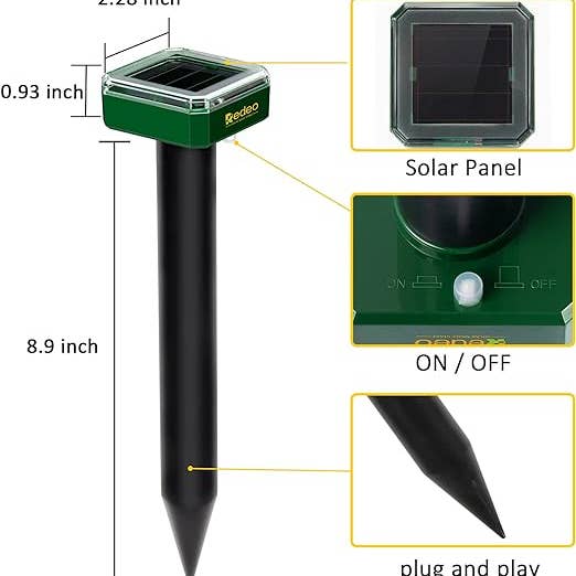 OutdoorSolarOutlet – wholesale Outdoor/lawn light – Redeo 4 Pack Mole Repellent Solar Sonic Groundhog Repeller Gopher Deterrent Vole