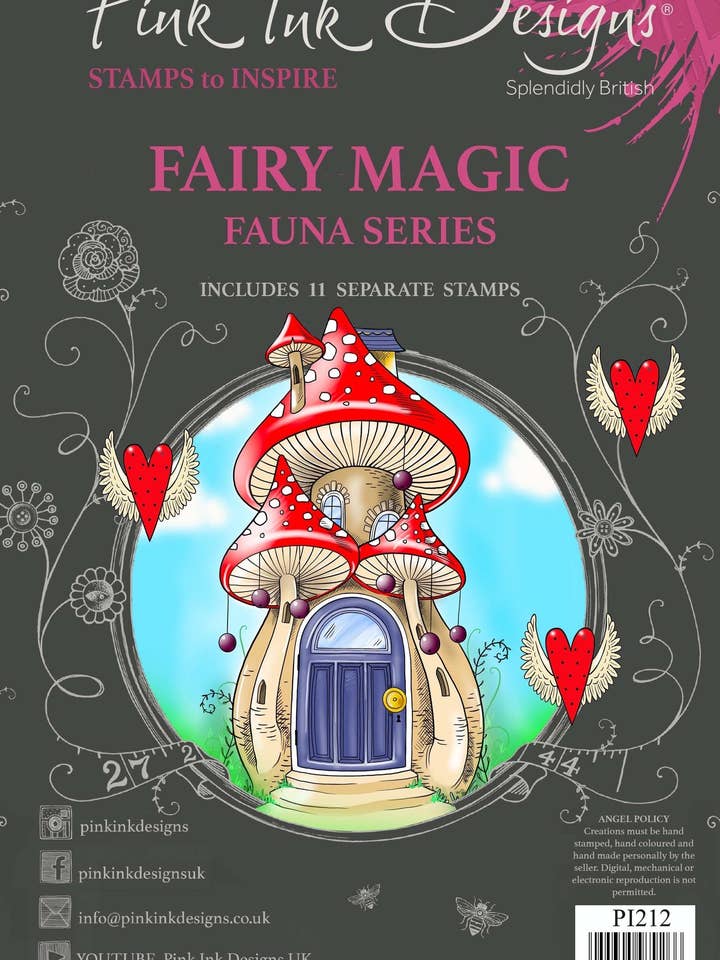 Pink Ink Designs Fairy Magic 6 in x 8 in Clear Stamp Set for wholesale by Ecstasy Crafts Distributing