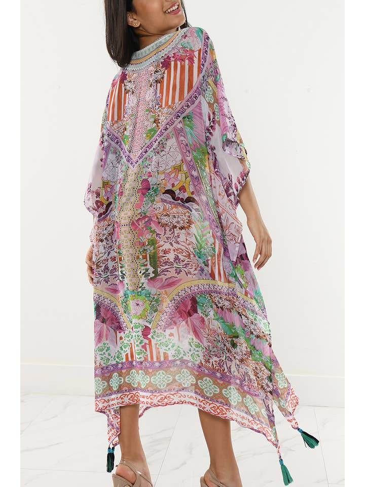 Purple Swimsuit Cover-Up Bohemian Beach Sheer Square Tunic - LCT246 for wholesale on Faire