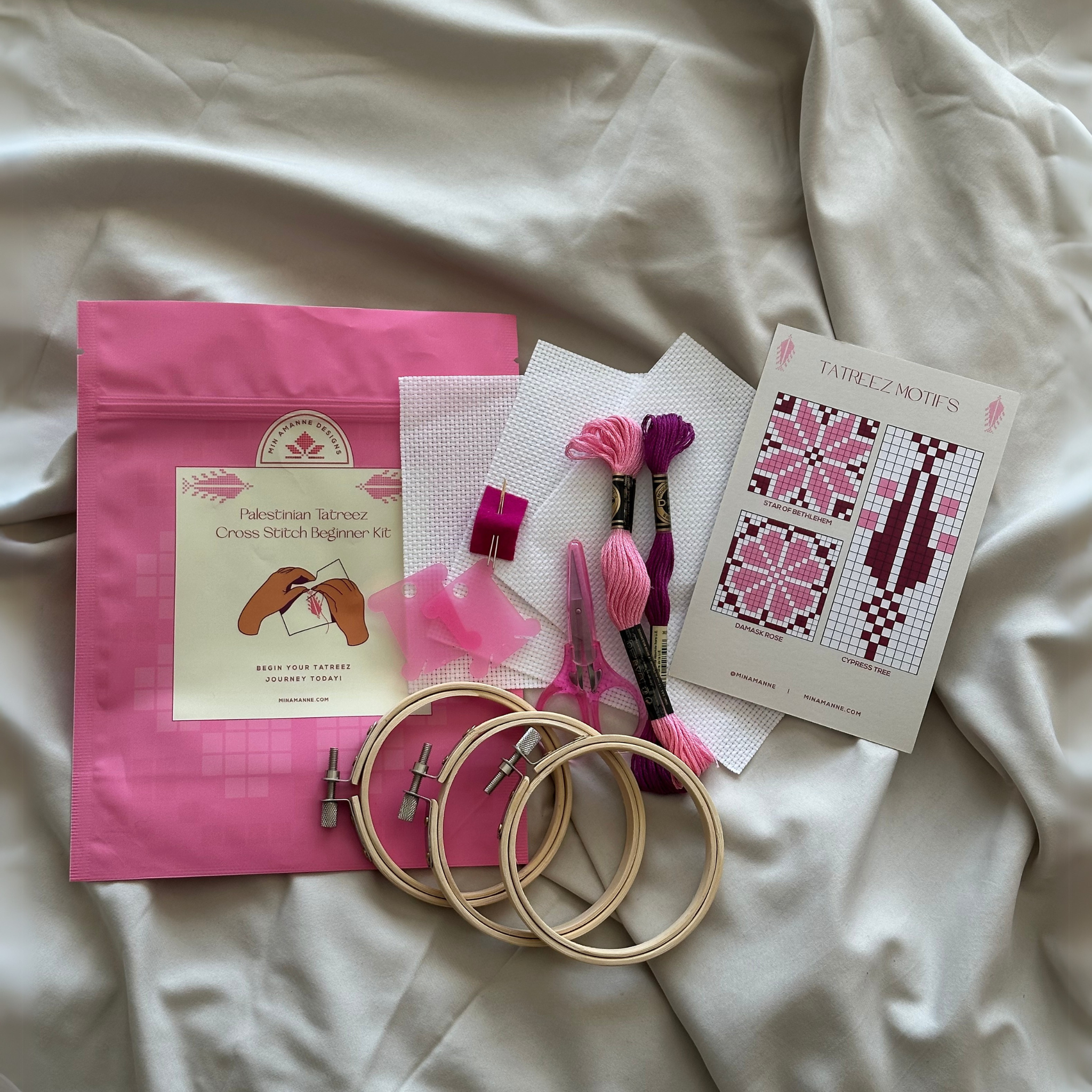 Min Amanne Tatreez Designs - Wholesale Embroidery/Cross Stitch Supplies - Beginner Tatreez Cross Stitch Kit1