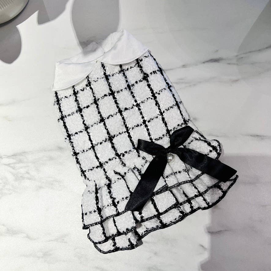 Channyfinds - Wholesale Pet Dress - Dog - Classic | Tweed Style Monochrome Pet Dress4