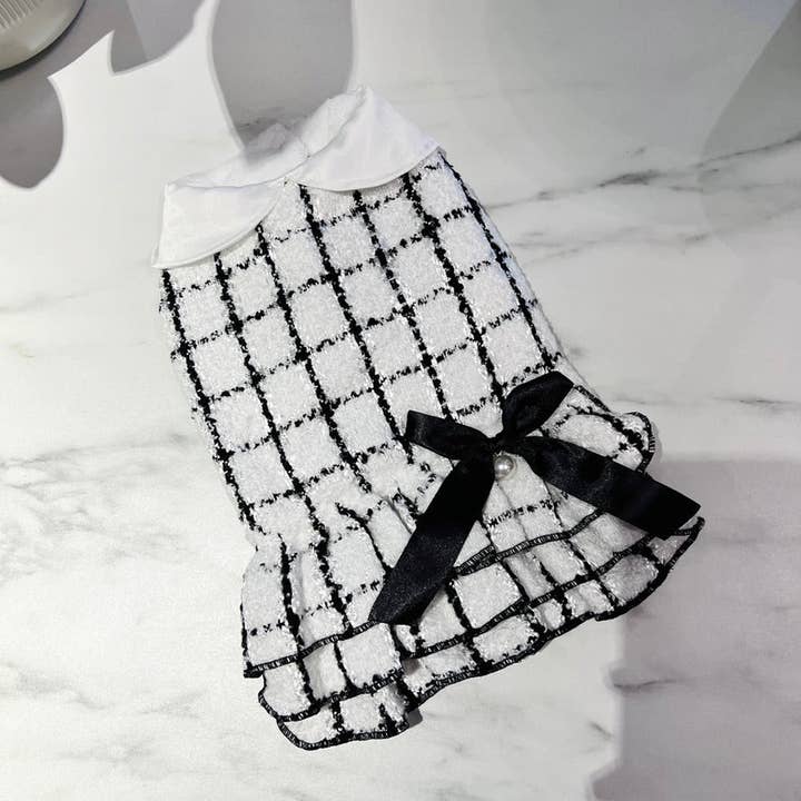 Channyfinds - Wholesale Pet Dress - Dog - Classic | Tweed Style Monochrome Pet Dress4