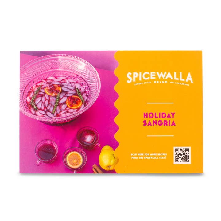 Scheda di ricette della sangria natalizia con bastoncini di cannella Spicewalla per la vendita all'ingrosso da parte di Spicewalla