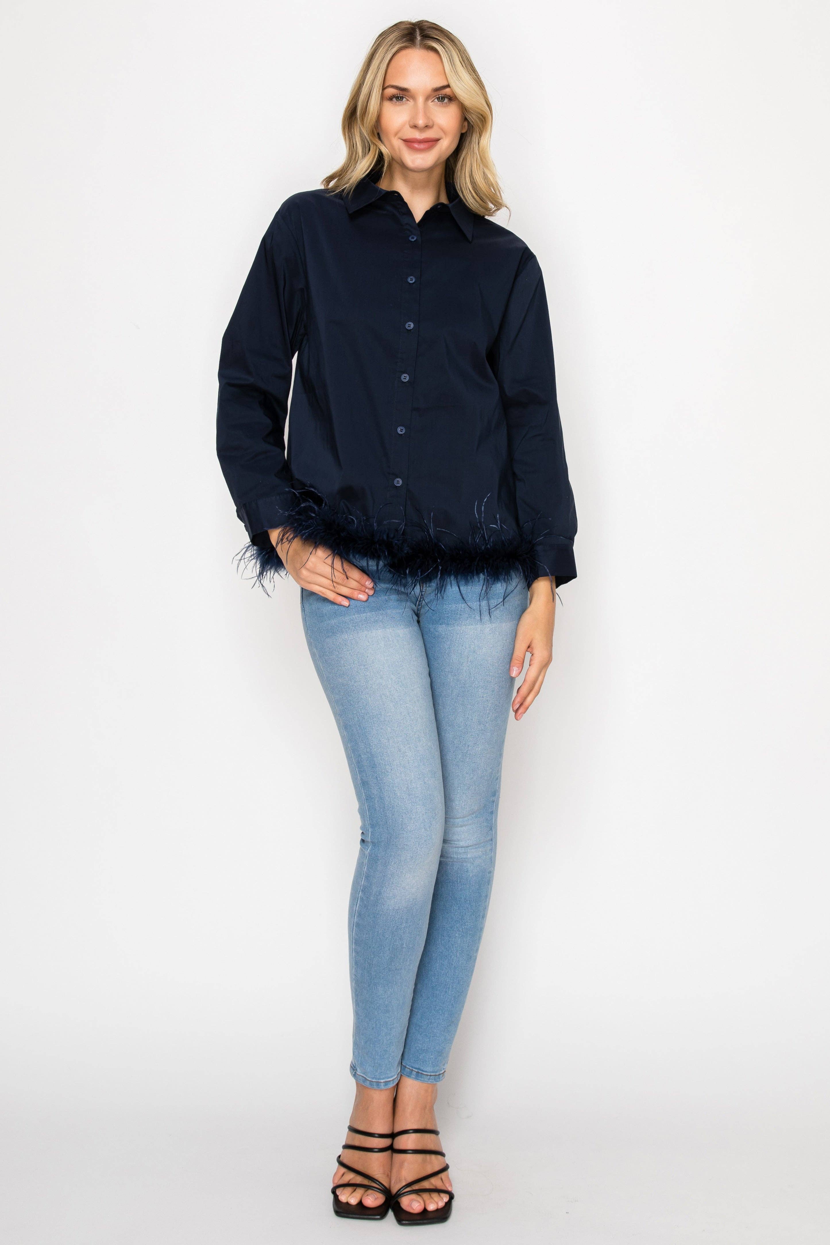 Joh Apparel – Engroshandel Skjorte med buttondown – til kvinder – Janess fjerprydede top11