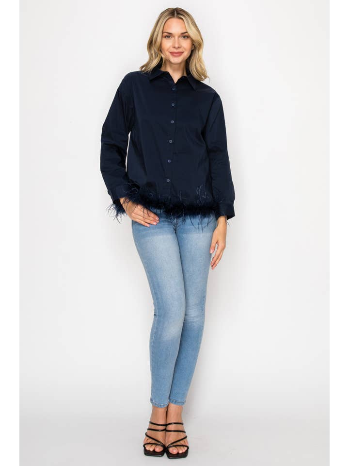 Joh Apparel - Wholesale Button Down Shirt - Women's - Janess Feathered Top11