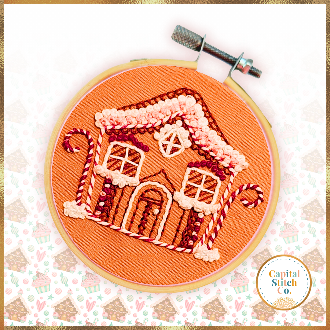 Capital Stitch Co. - Wholesale Embroidery/cross-stitch supplies - Gingerbread House Mini Embroidery Holiday Kit 3