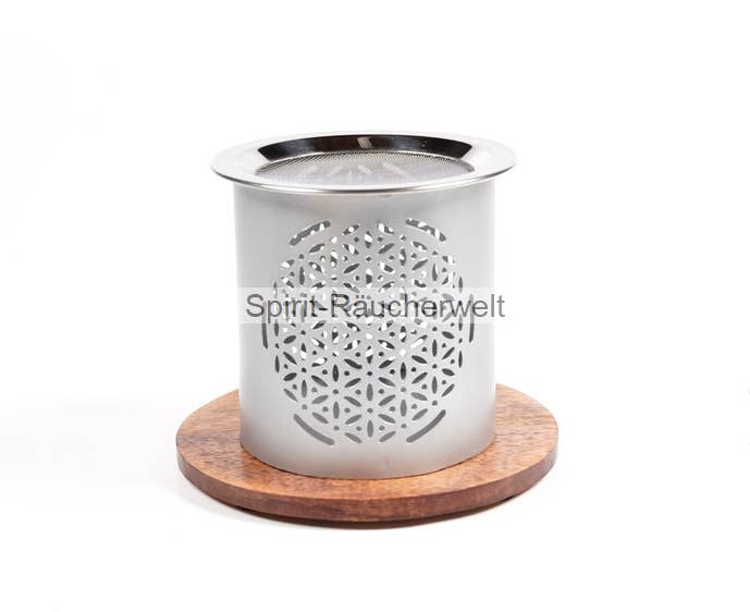 Räucherwelt GmbH – wholesale Rökelsehållare – Flower of Life rökelsebrännare i metall - silver1