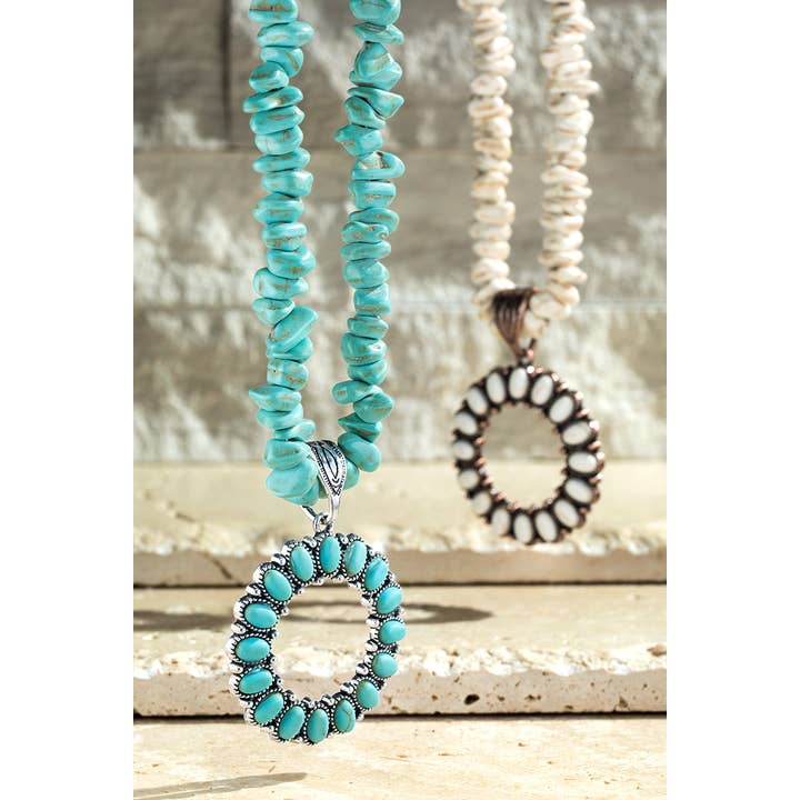 Urbanista - Wholesale Pendant/Charm Necklace - Semi Stone Circle Pendant Necklace