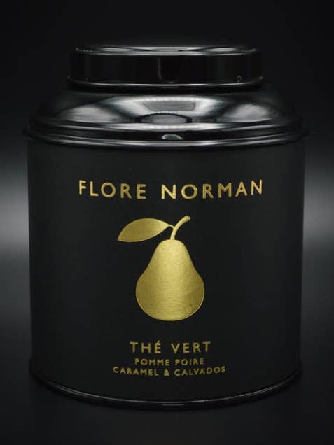 Green Tea Apple, Pear, Caramel & Calvados - 100g Box for wholesale by FLORE NORMAN
