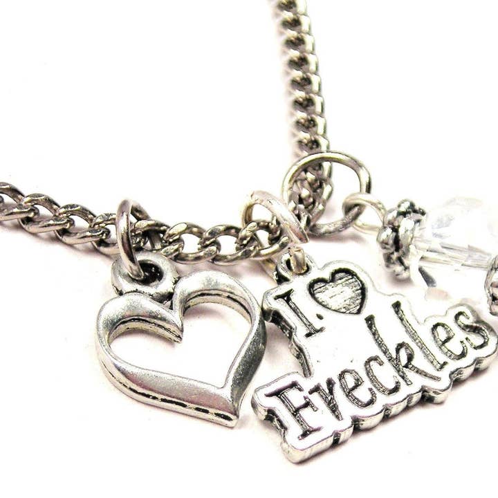 Jag älskar fräknar hjärta och Crystal Halsband Skönhet Vacker för wholesale av Chubby Chico Charms