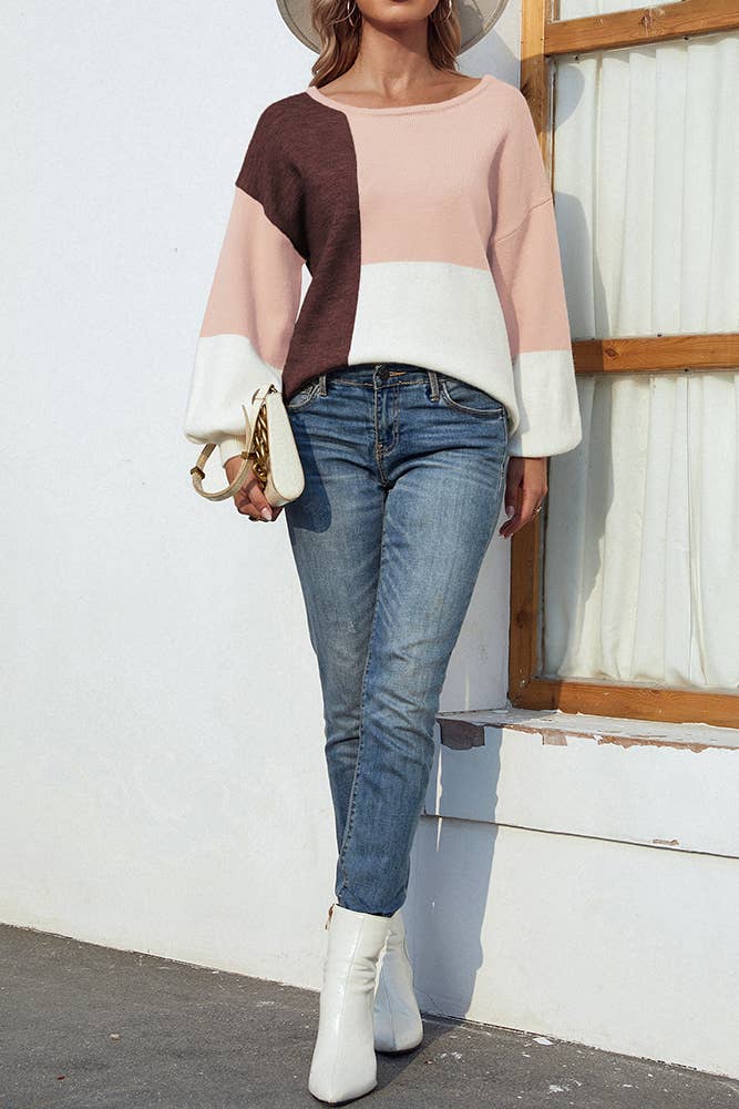 UNISHE – wholesale Pullovertröja - Dam – Color Block Back Tie Pullover Tröjor MMY02112