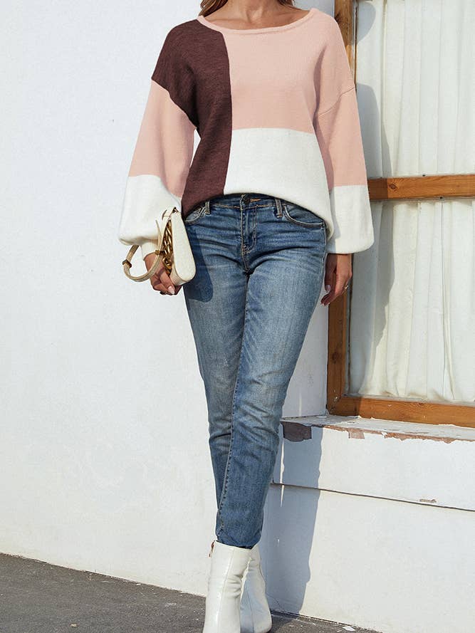 UNISHE – wholesale Pullovertröja - Dam – Color Block Back Tie Pullover Tröjor MMY02112