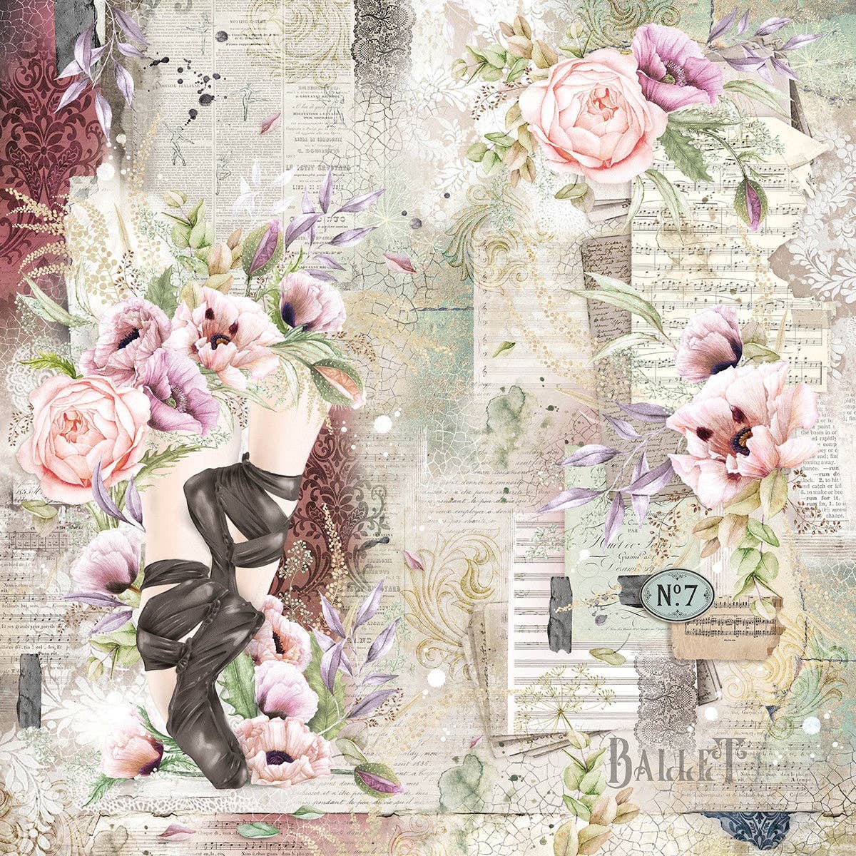 Ecstasy Crafts Distributing - Wholesale Scrapbook - Ciao Bella Cygne Noir Paper Pad 12x12 12/Pkg7