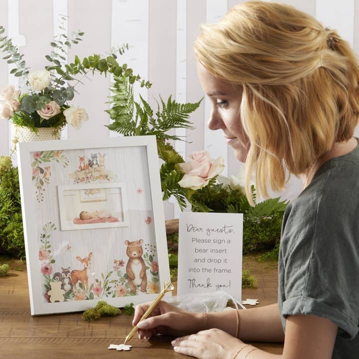 Baby Shower Guest Book Alternative - Woodland Baby (Pink) for wholesale by Kate Aspen