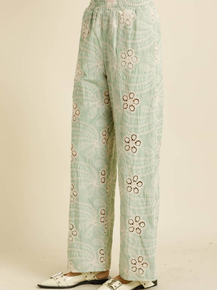 AB2076 - EMBROIDERED EYELET PANTS for wholesale by Aureum