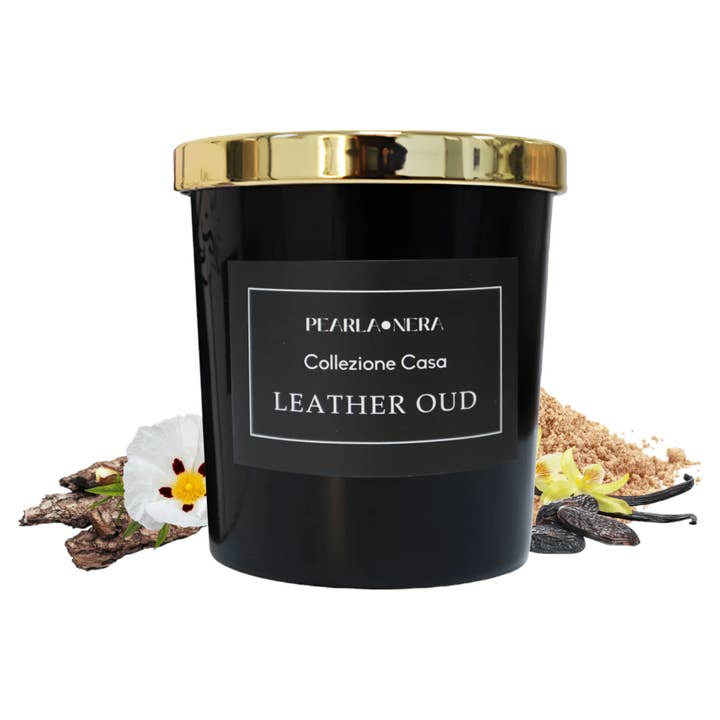 French Arabian Perfumes – wholesale Jar/filled candle – Leather Oud by Pearla Nera - Luxury Scented Soy Candle2