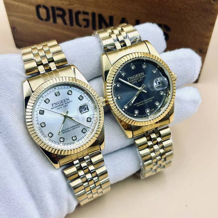 WoodWristCo - Wholesale Wrist Watch - Men's - Golden Waterproof Calendar Watch