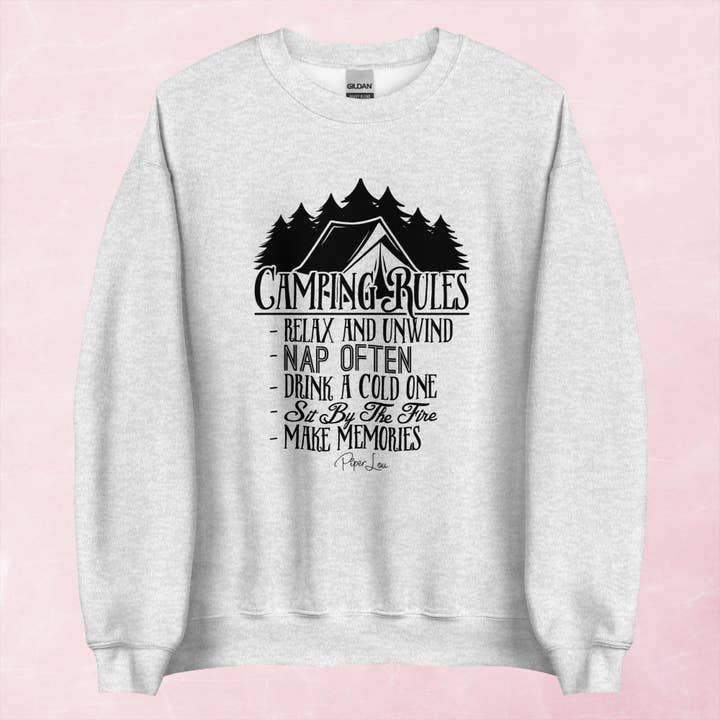 Piper Lou Collection - Wholesale Graphic sweatshirt – Women’s - Camping Rules Graphic Crewneck Sweatshirt4