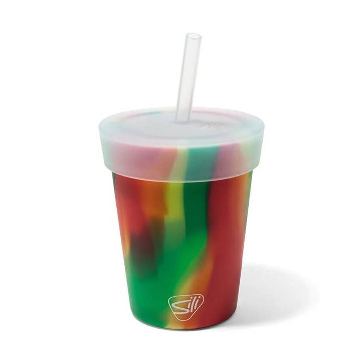 8 oz Kids Silipint Silicone Straw Tumbler - Hibiscus for wholesale by Silipint