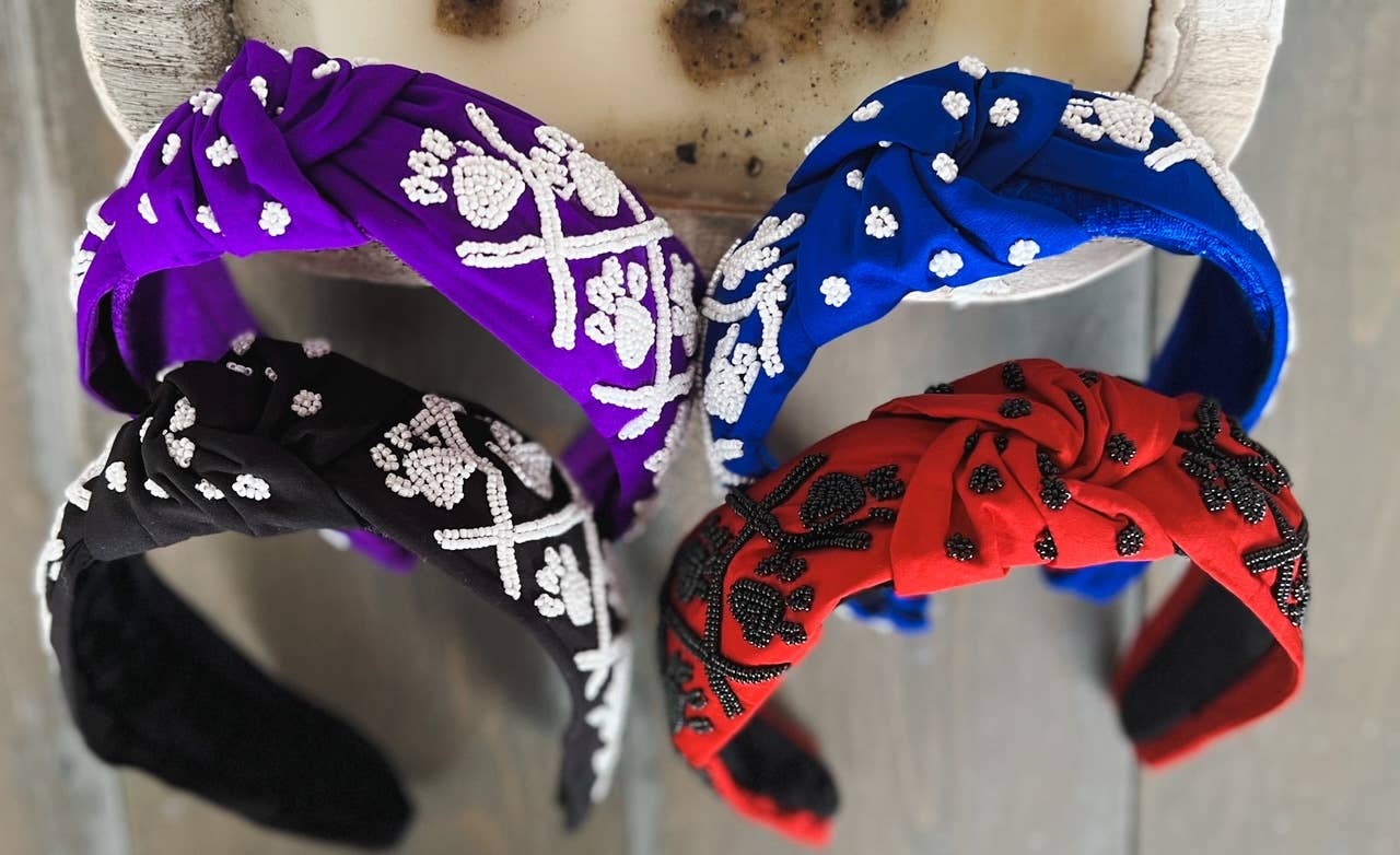 OBX Prep - Wholesale Haarband - Dames - Pootafdruk Zaad Kralen Teamgeest Topknoop Haarband – Cheer2