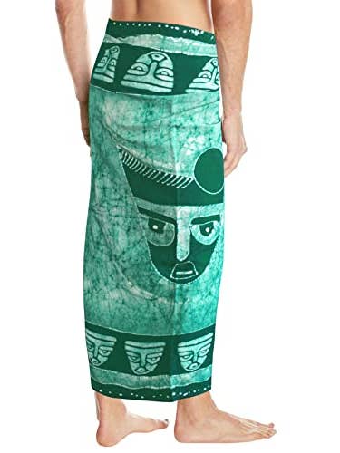 Men's Pareo Sarong Bath Hawaiian Wraps Tribal Green P03512 for wholesale on Faire