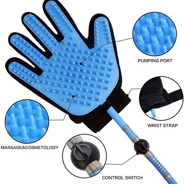 VIGOR - Wholesale Pet grooming aid – Dog - 3 in 1 Glove Set for Pets Brush Shower Spray Hair Remover5