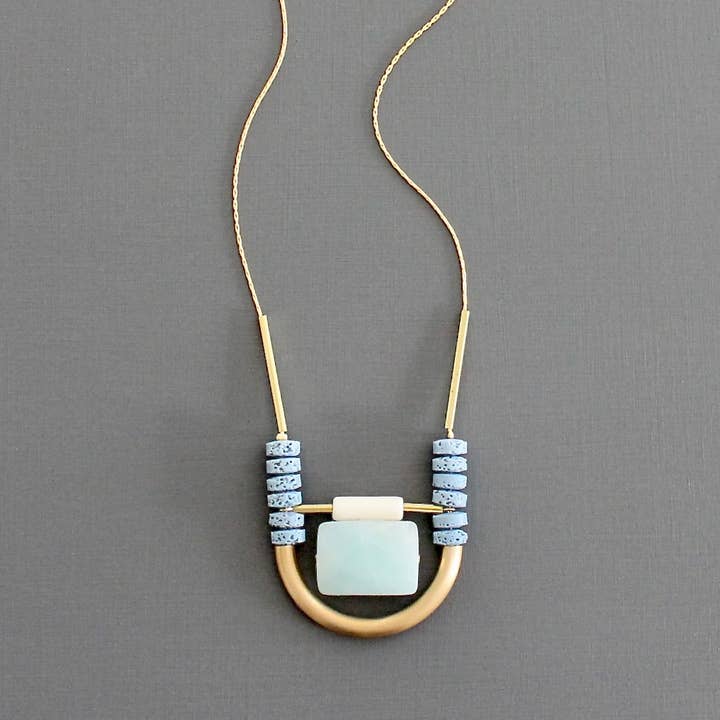 David Aubrey Jewelry - Wholesale Beaded/Pearl Necklace - KYL224 amazonite and lava bead necklace