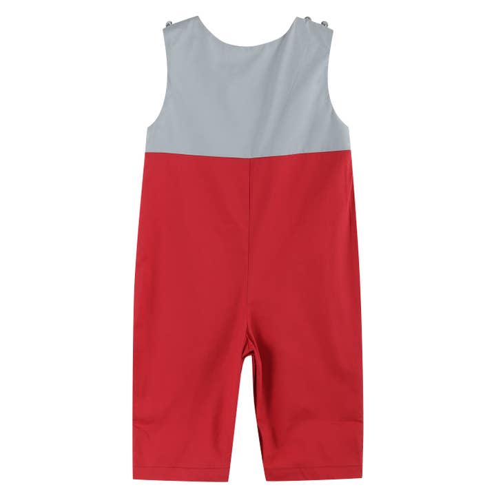 Lil Cactus - Wholesale Overalls - Baby - Red and Gray Football Smocked Overalls1