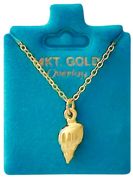 Made In USA Conch Shell Necklace Available in Gold or Silver for wholesale by New England Gold Inc.