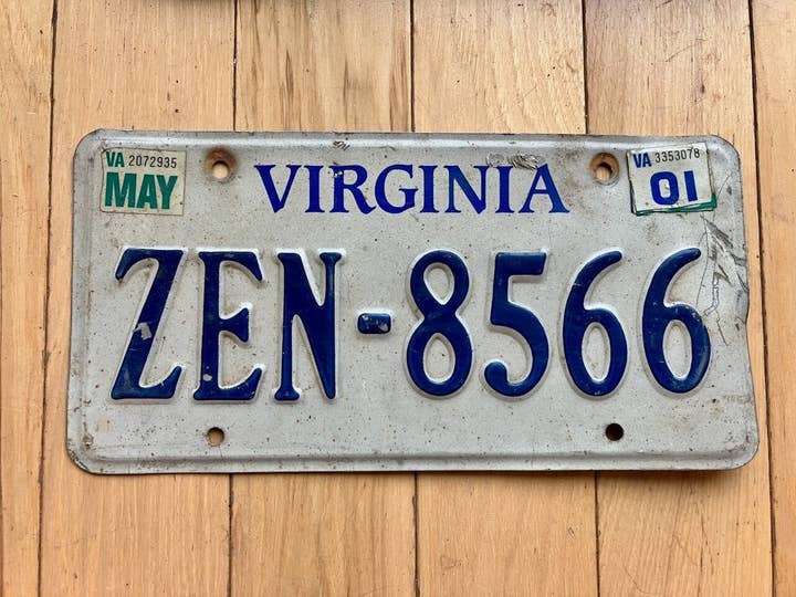 Matrícula de Virginia 2001 - ZEN para venta al por mayor de RusticPlates