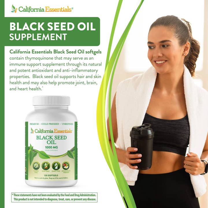 California Essentials - Wholesale Oral Supplement/Vitamin - Black Seed Oil Softgels - 1000mg Premium Cold Pressed9