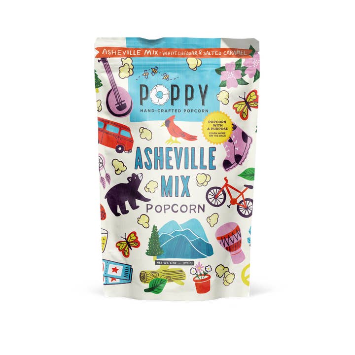 Asheville Mix Artist Bag Popcorn for wholesale by Poppy Hand-Crafted Popcorn