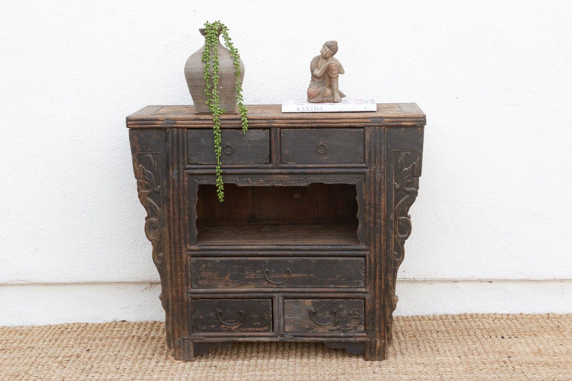 De-cor - Wholesale Cabinet - 19th Century Carved Black Altar Cabinet