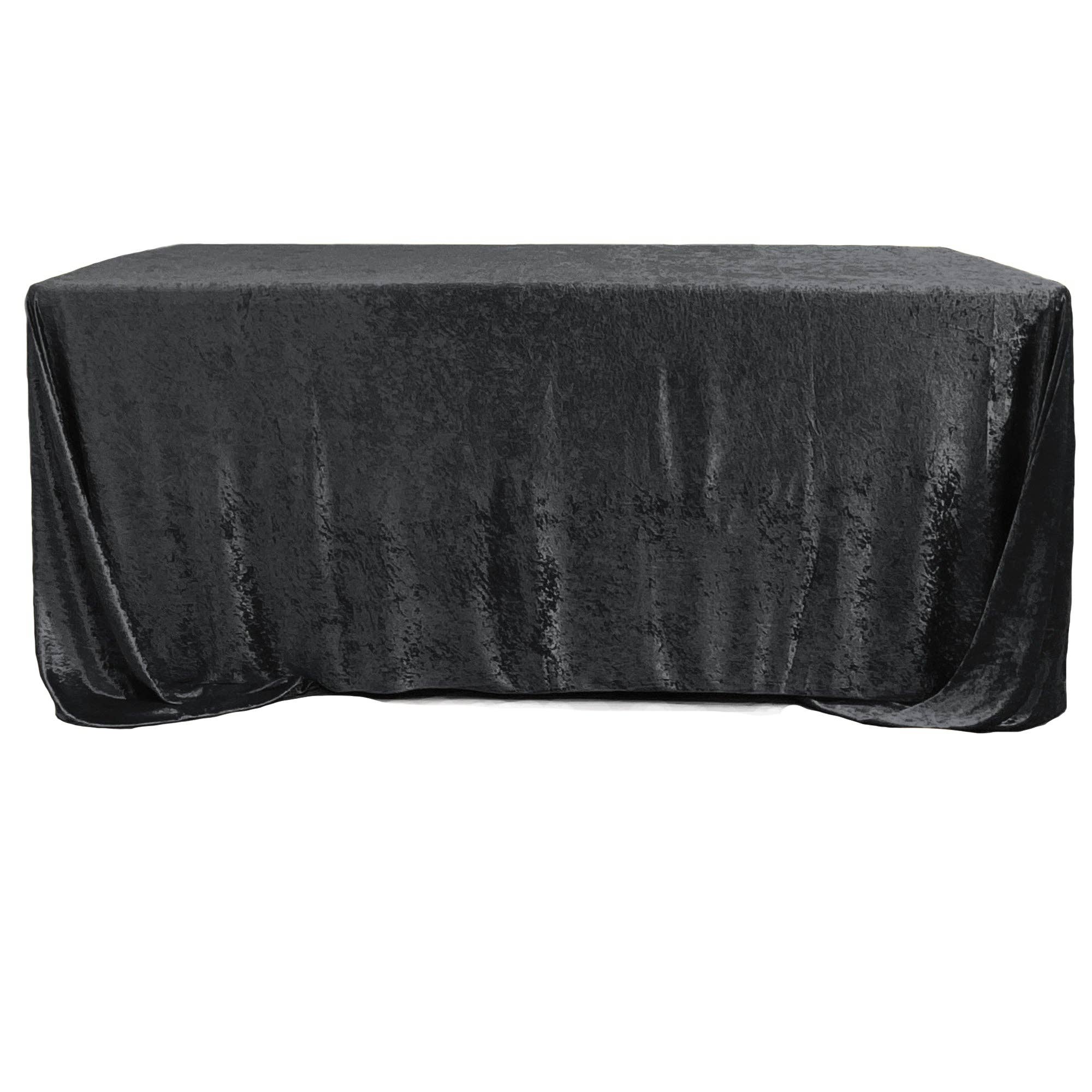 YOUR CHAIR COVERS - Wholesale Tablecloth - 90 x 156 Inch Rectangular Crushed Velvet Tablecloth Black1