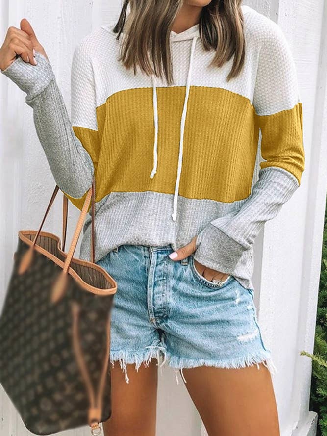 UNISHE - Wholesale Hoodie - Women's - Thumb Hole Colorblock Hoodie Sweatshirt ZK19331