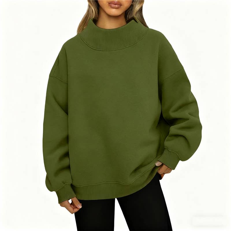 FurDecoration - Wholesale Sweatshirt - Women's - Solid Color High Neck Fleece Sweatshirt9