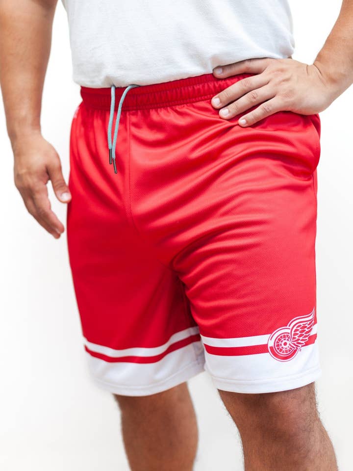 Detroit Red Wings hockeyshort van mesh voor wholesale door Bench Clearers