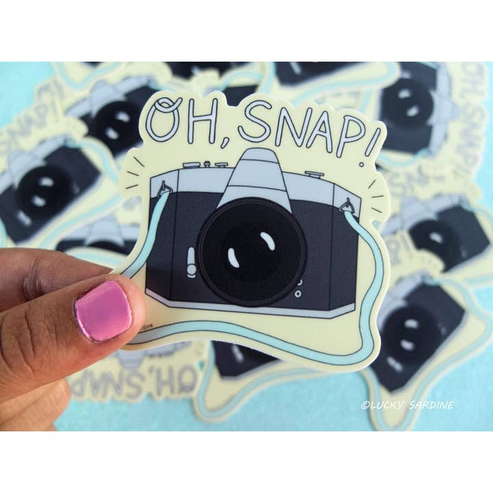 Camera Oh Snap, Funny Retro Photography Vinyl Sticker for wholesale by Lucky Sardine