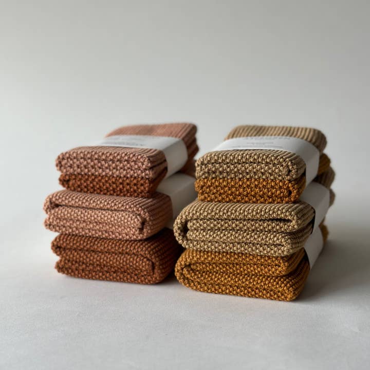 Aspegren Denmark - Wholesale Theedoek/vaatdoek - Vaatdoeken - 100% biologisch katoen - Set van twee - Gebreid - Effen - Pompoen